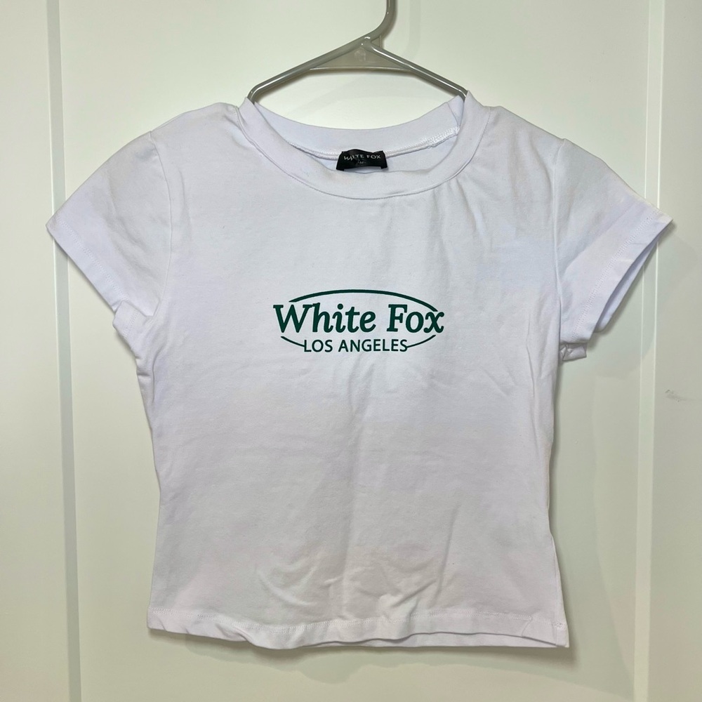 White Fox Boutique Cropped Logo Tee